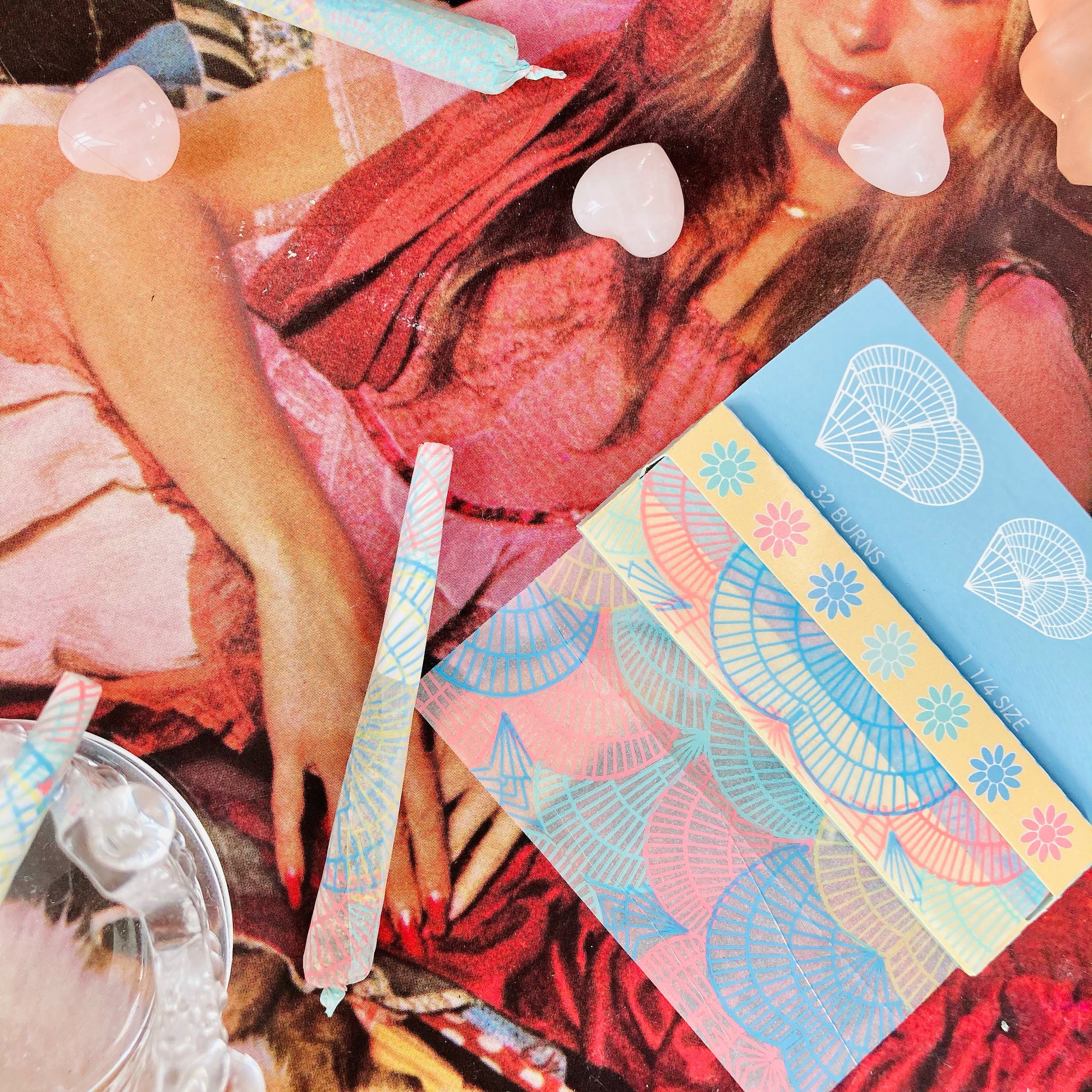 The Heartbreaker Papers: colorful spiral printed rolling papers. These designer rolling papers are girly, pretty, vegan, cute, cool, standard size, high quality, even burn, natural dyes, best tasting, slow burn.