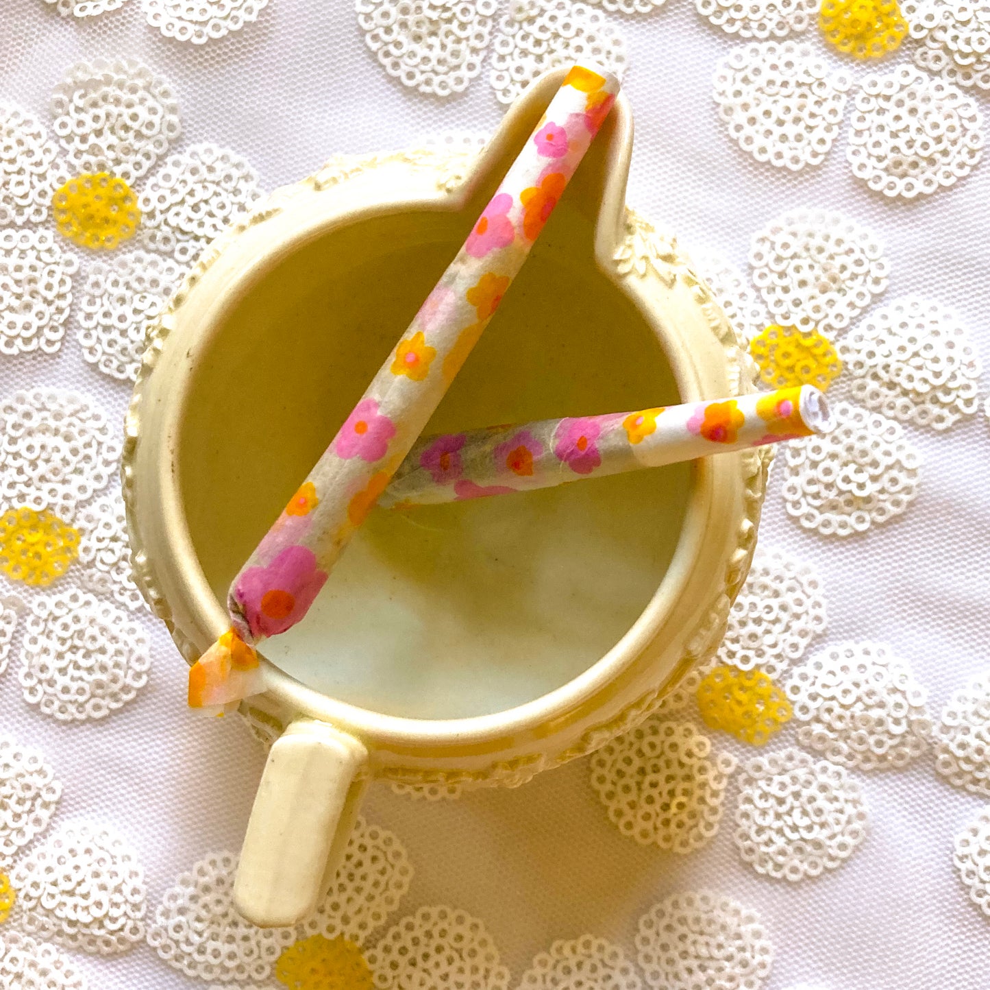 The Lucky Papers: purple and orange floral papers. These designer rolling papers are girly, pretty, vegan, cute, cool, standard size, high quality, even burn, natural dyes, best tasting, slow burn.