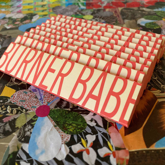 The Big Fleurt Papers, set of 10: Major Babe size pink and orange floral rolling papers. These designer papers are girly, pretty, vegan, cute, cool, king size, high quality, even burn, natural dyes, best tasting, slow burn.