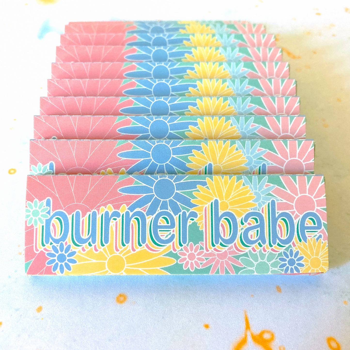 The Heartbreaker Papers, set of 10: spiral printed rolling papers. These designer rolling papers are girly, pretty, vegan, cute, cool, standard size, high quality, even burn, natural dyes, best tasting, slow burn.