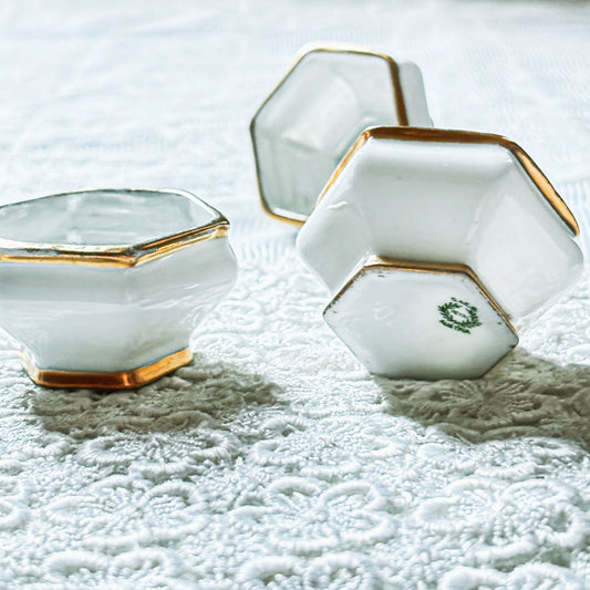 Vintage Mini Hex Ashtray-White