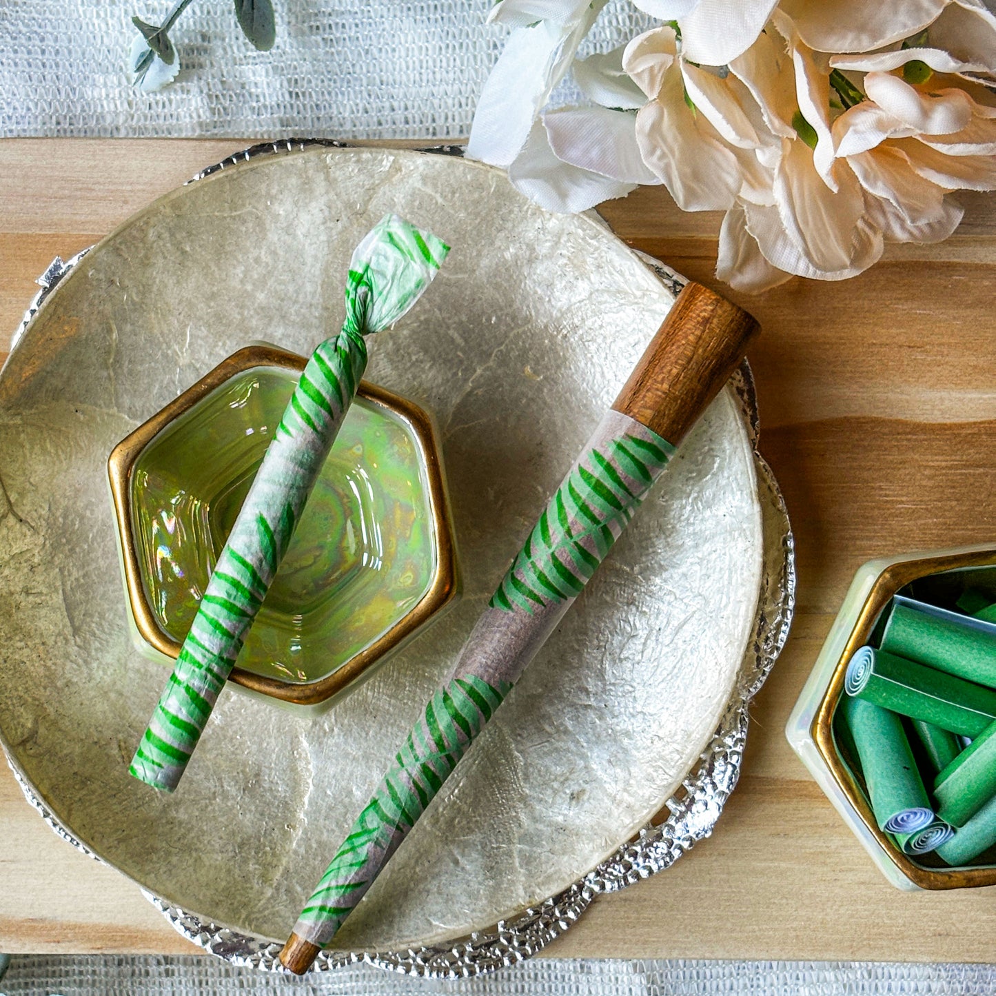 Vintage Mini Hex Ashtray-Celery