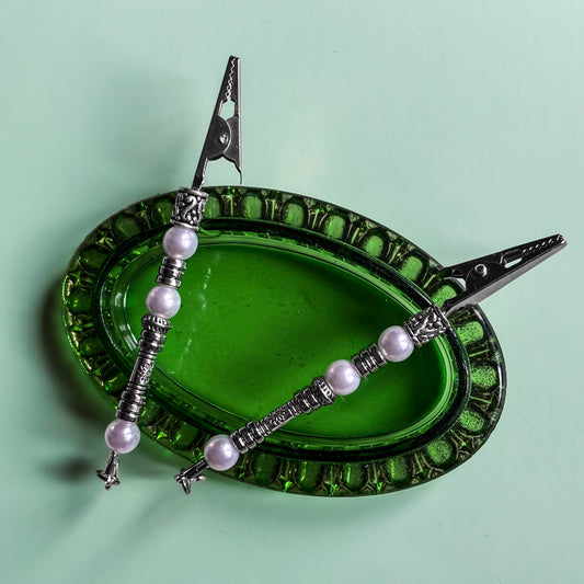 Silver and Pearl J Clip