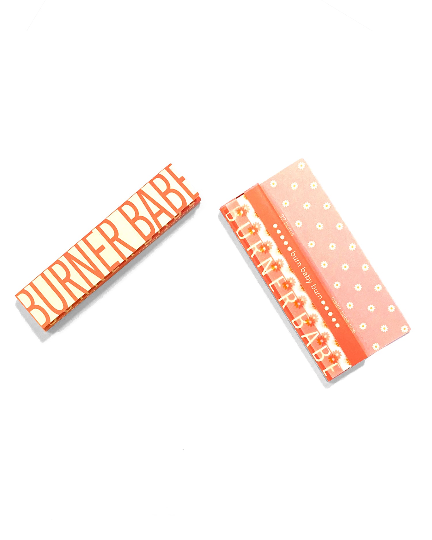 The Big Fleurt Papers, set of 10: Major Babe size pink and orange floral rolling papers. These designer papers are girly, pretty, vegan, cute, cool, king size, high quality, even burn, natural dyes, best tasting, slow burn.