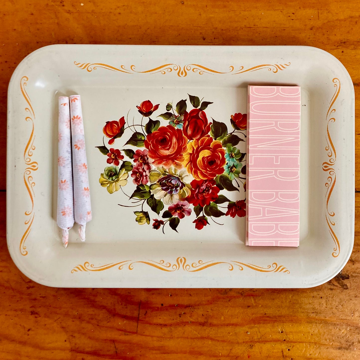 Vintage Floral Tray Cream