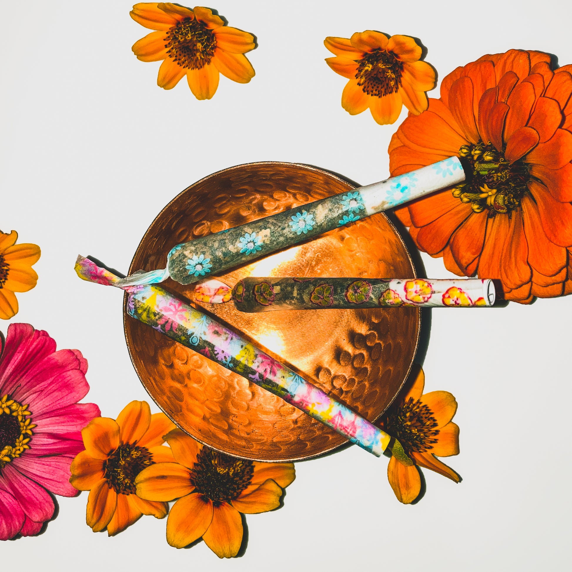 Set of three floral printed rolling papers. These designer rolling papers are girly, pretty, vegan, cute, cool, standard size, high quality, even burn, natural dyes, best tasting, slow burn.