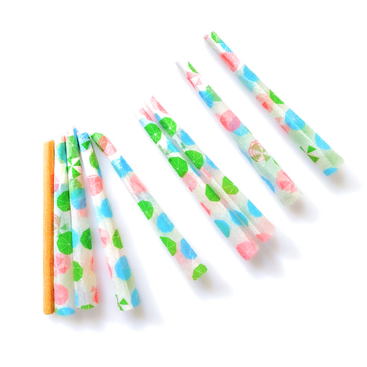 Boardwalk cones, set of 8: sun umbrella, parasol, beachy pre-rolled cones. These designer rolling papers are girly, pretty, vegan, cute, cool, standard size, high quality, even burn, natural dyes, best tasting, slow burn