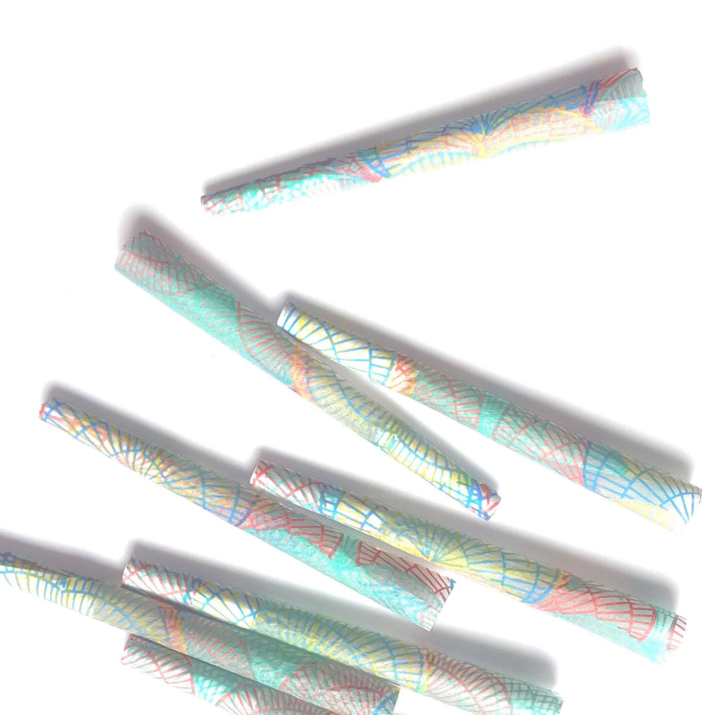 Set of 8 Heartbreaker pre-roll cones: spiral printed cones. These designer pre-rolled cones are girly, pretty, vegan, cute, cool, standard size, high quality, even burn, natural dyes, best tasting, slow burn.