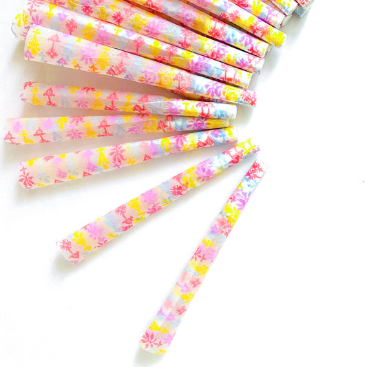 Wallflower pre-rolled ones, set of 8: wallpaper inspired floral cones. These designer cones are girly, pretty, vegan, cute, cool, standard size, high quality, even burn, natural dyes, best tasting, slow burn.
