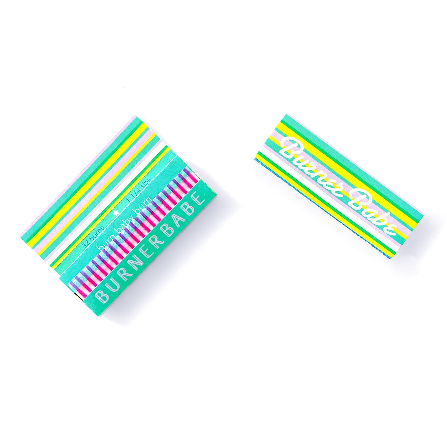 The Poseur Papers, set of 10: magenta striped rolling papers. These designer rolling papers are girly, pretty, vegan, cute, cool, standard size, high quality, even burn, natural dyes, best tasting, slow burn.