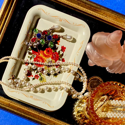 Vintage Floral Tray Cream