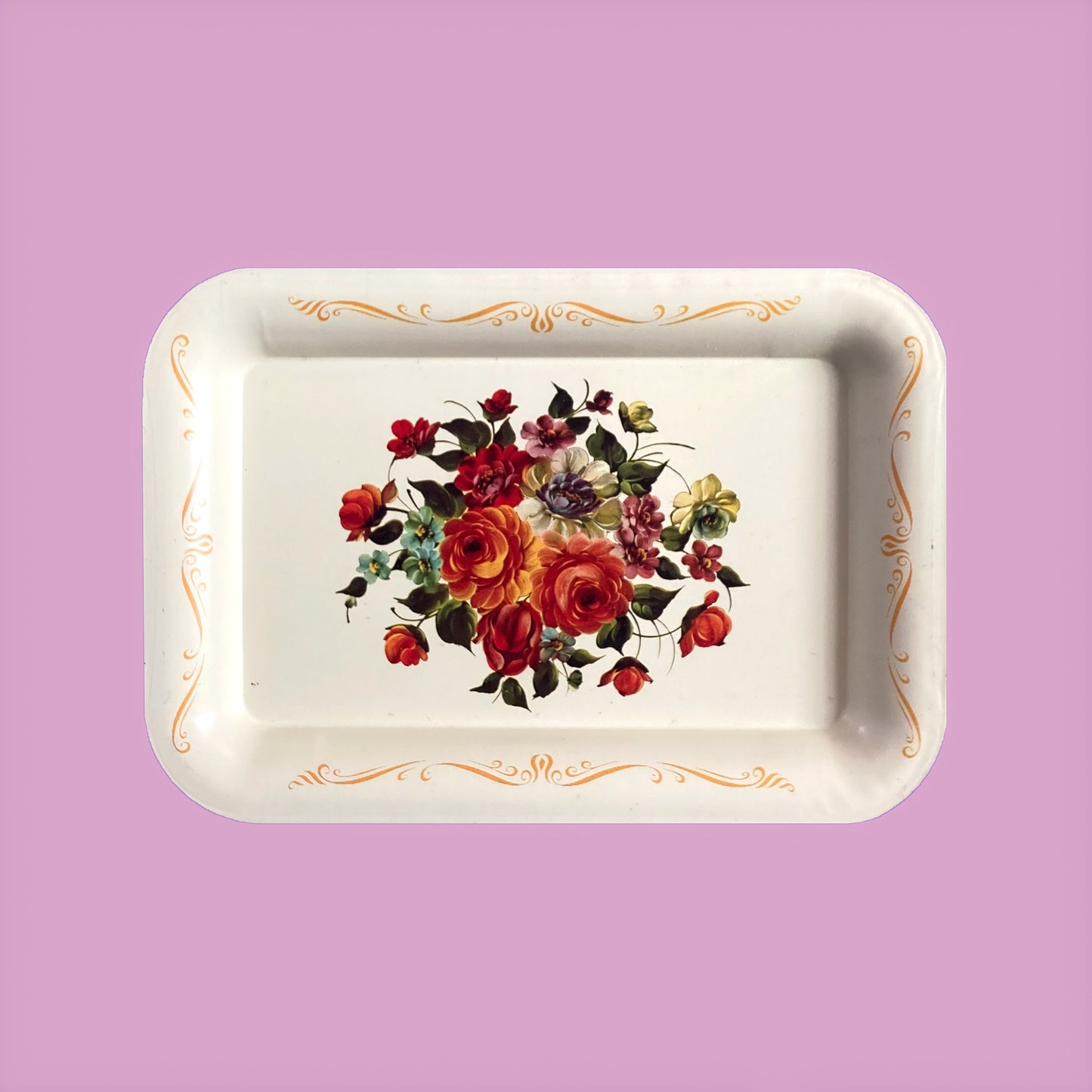 Vintage Floral Tray Cream